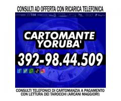 Yoruba' svolge consulti di Cartomanzia al telefono tutti i giorni dalle ore 9 alle 21